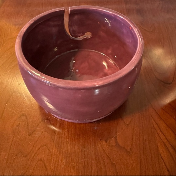 Handmade Ceramic Pottery Yarn Bowl Knitting Crochet. Purple w speckles - Picture 2 of 8